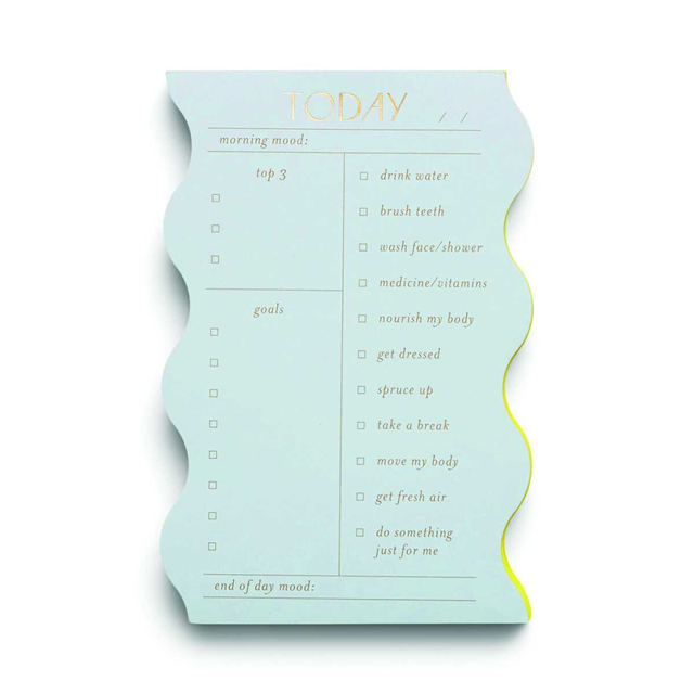 Designworks Ink Wavy Daily Self Care, Priorities, And Goals Notepad, 180 Sayfa, Cloud
