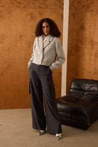 Diagonal-Yandan Cepli Kargo Pantolon (Koyu Gri)-PANTOLON-1-Milagron.com