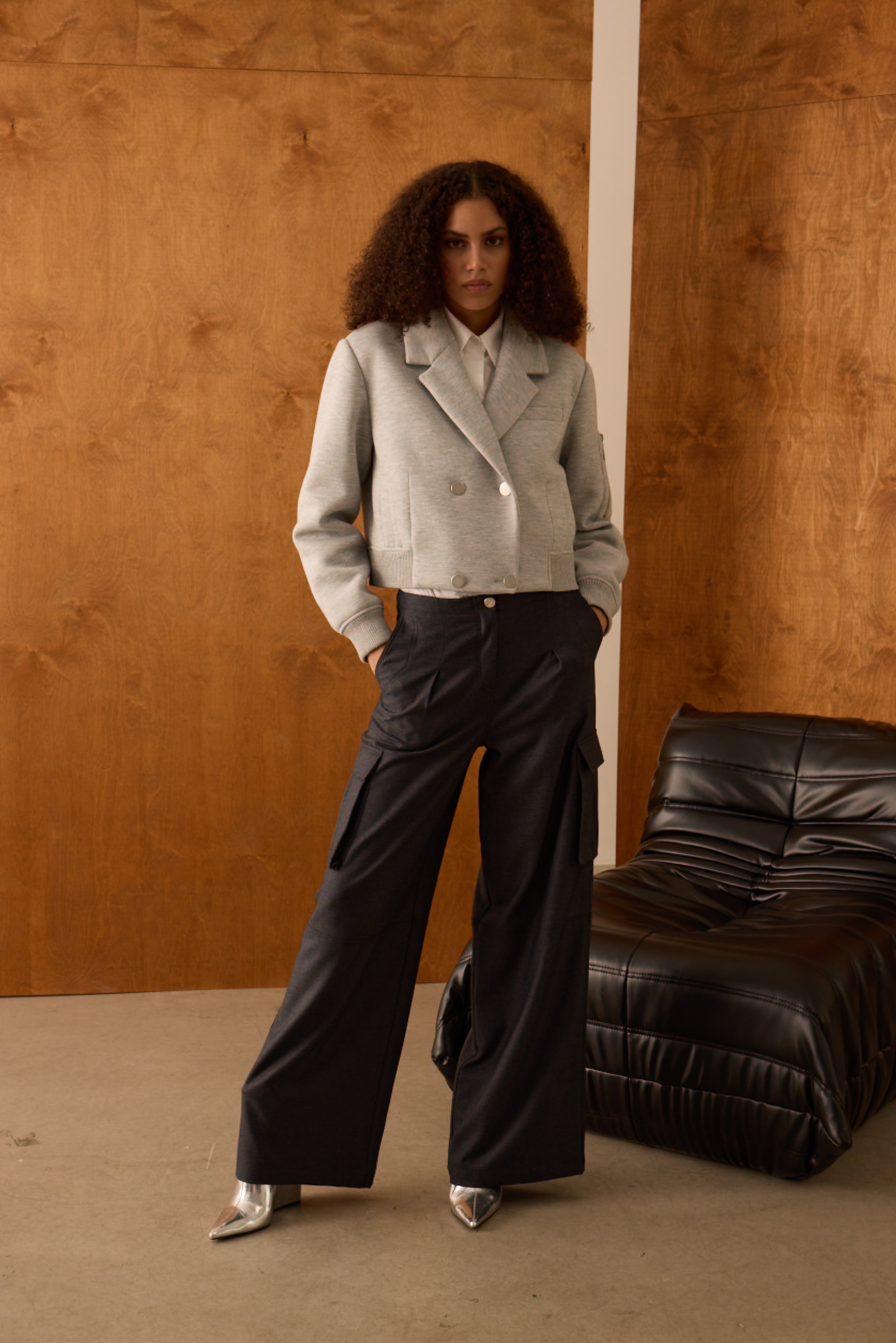 Diagonal-Yandan Cepli Kargo Pantolon (Koyu Gri)-PANTOLON-3-Milagron.com