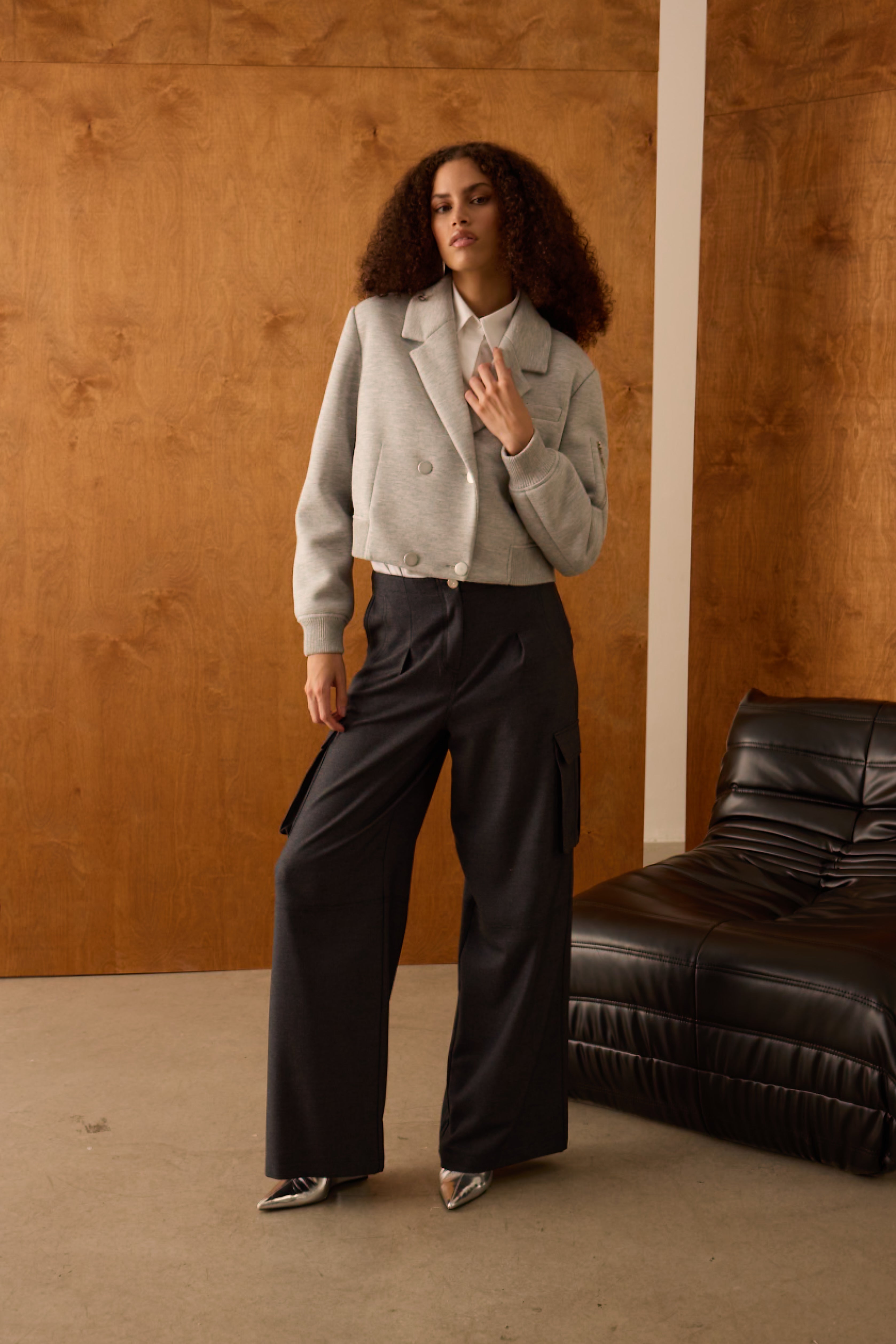 Diagonal-Yandan Cepli Kargo Pantolon (Koyu Gri)-PANTOLON-4-Milagron.com