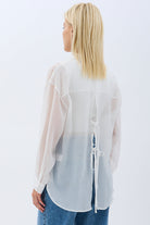 Diagonal-Arkadan Bağlamalı Gömlek (Ekru)-GÖMLEK-2-Milagron.com