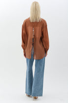 Diagonal-Arkadan Bağlamalı Gömlek (Kahverengi)-GÖMLEK-4-Milagron.com