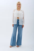 Diagonal-Arkadan Bağlamalı Gömlek (Ekru)-GÖMLEK-6-Milagron.com