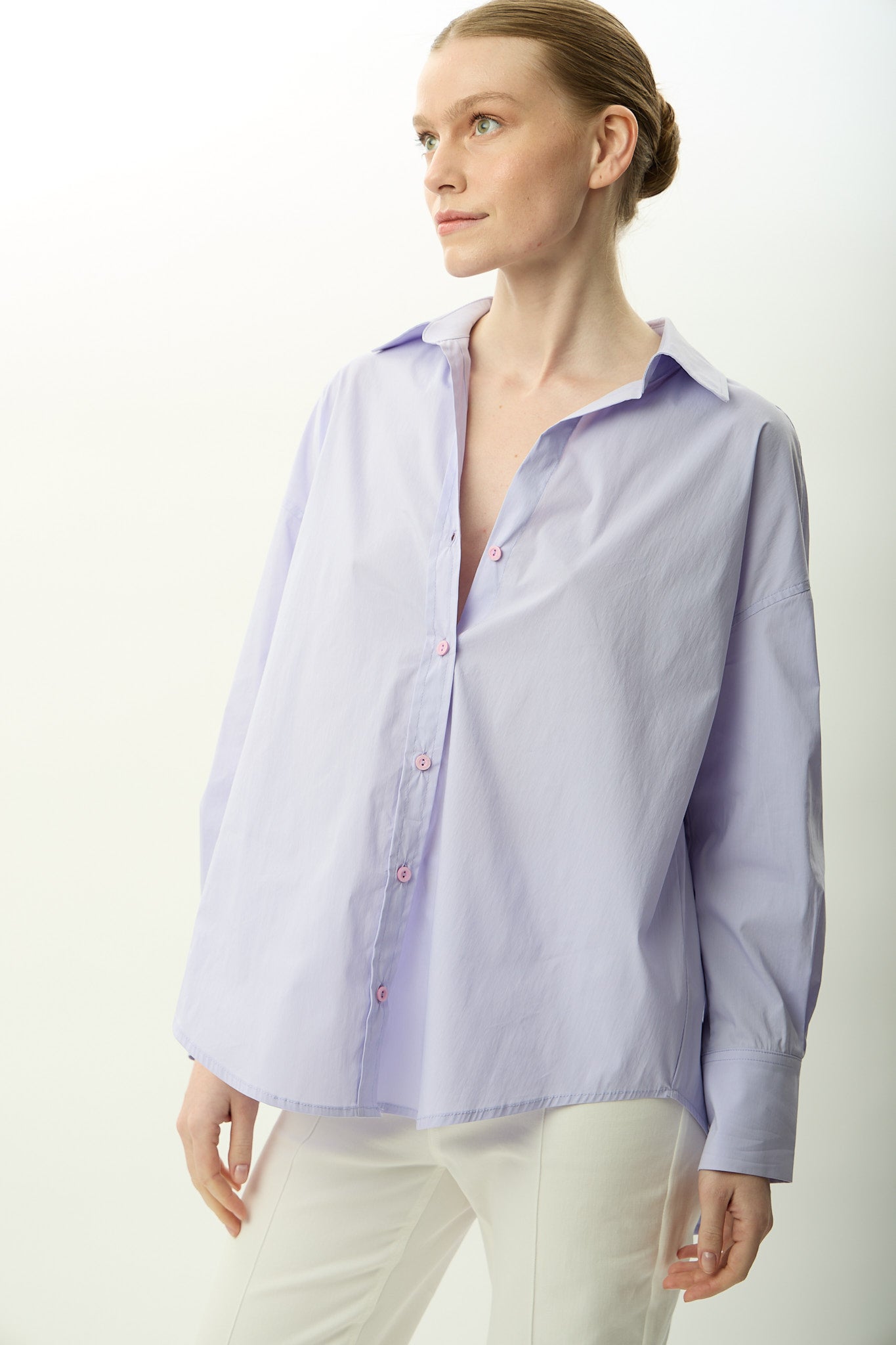 Diagonal-Arkası Uzun Oversize Gömlek (Lila)-GÖMLEK-1-Milagron.com