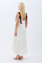 Diagonal-Askılı Maxi Boy Salaş Elbise (Ekru)-ELBİSE-3-Milagron.com