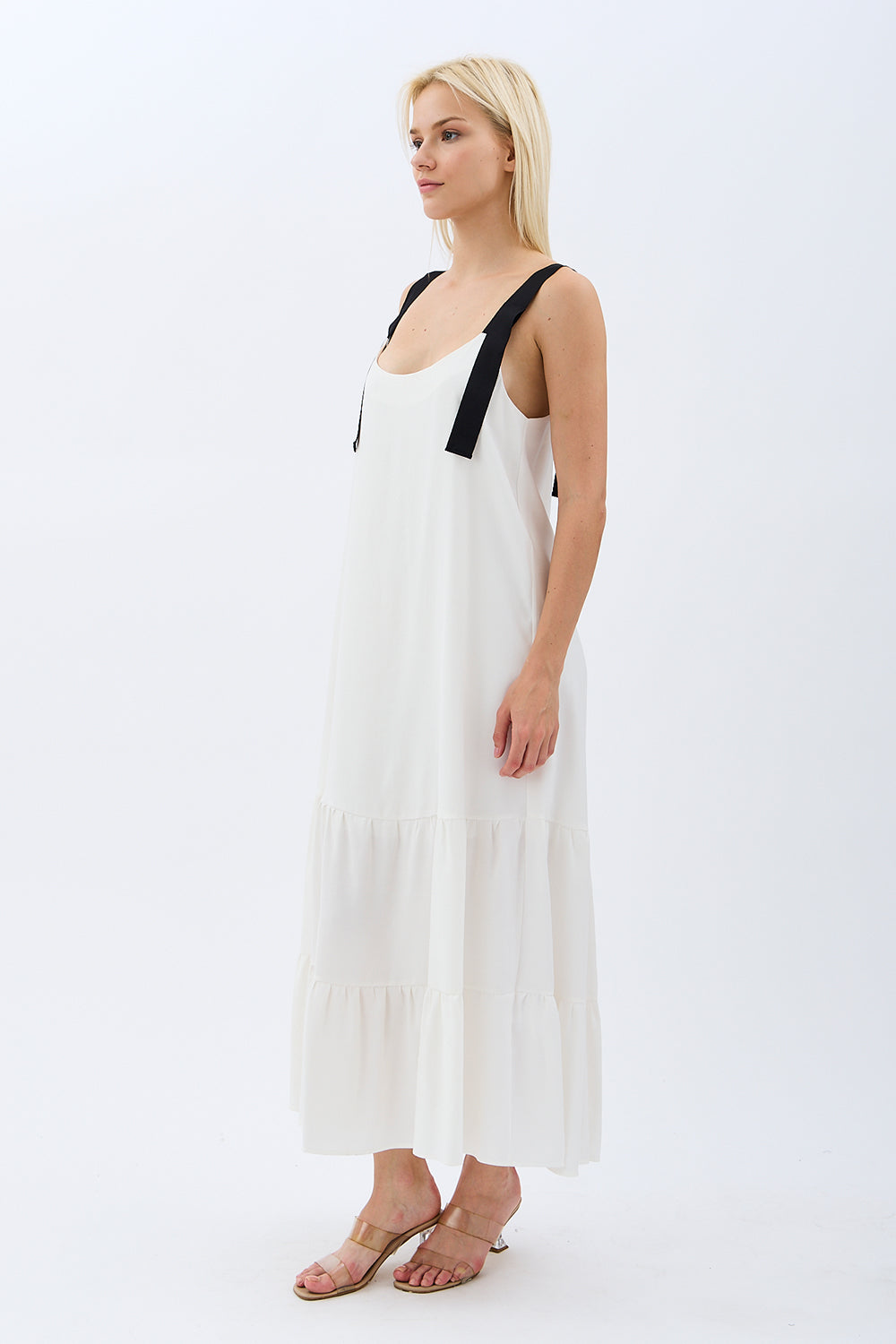 Diagonal-Askılı Maxi Boy Salaş Elbise (Ekru)-ELBİSE-5-Milagron.com