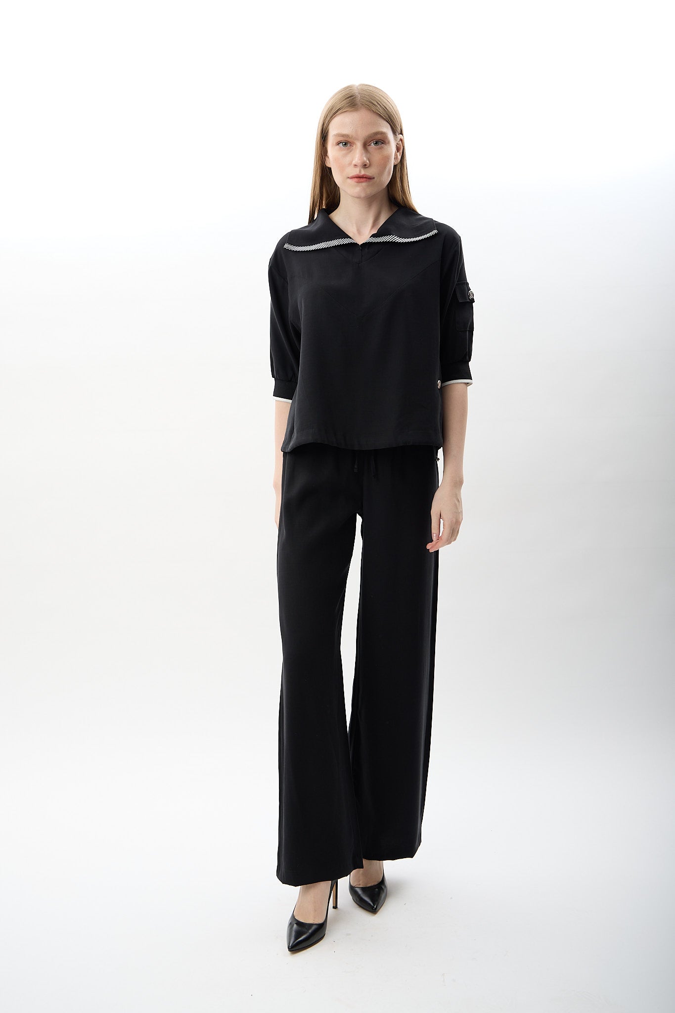 Diagonal-Bağcıklı Düz Paça Pantolon-,-16-Milagron.com