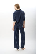 Diagonal-Bağcıklı Düz Paça Pantolon-Pantolon-5-Milagron.com