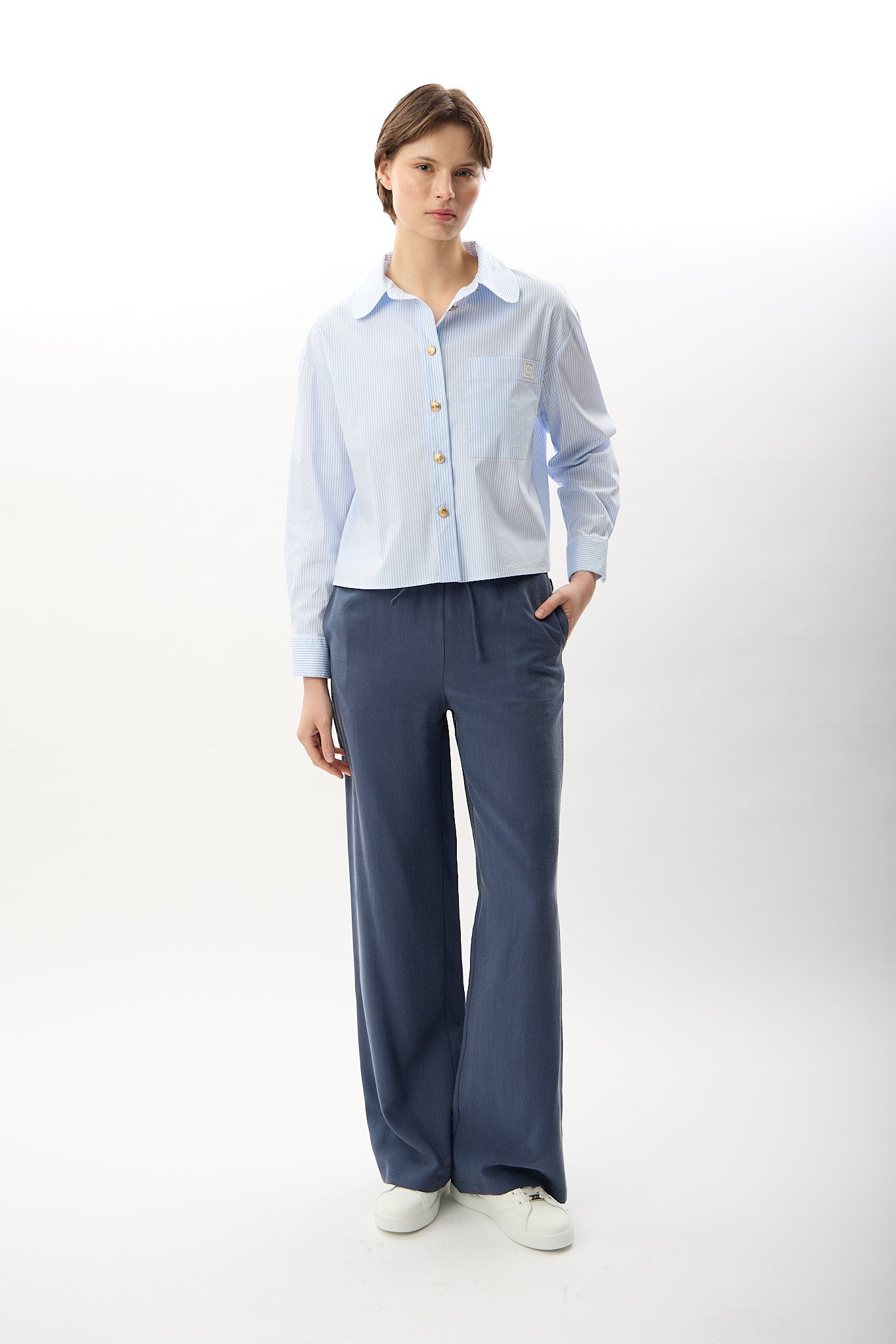 Diagonal-Bağcıklı Rahat Kesim Pantolon-,-5-Milagron.com