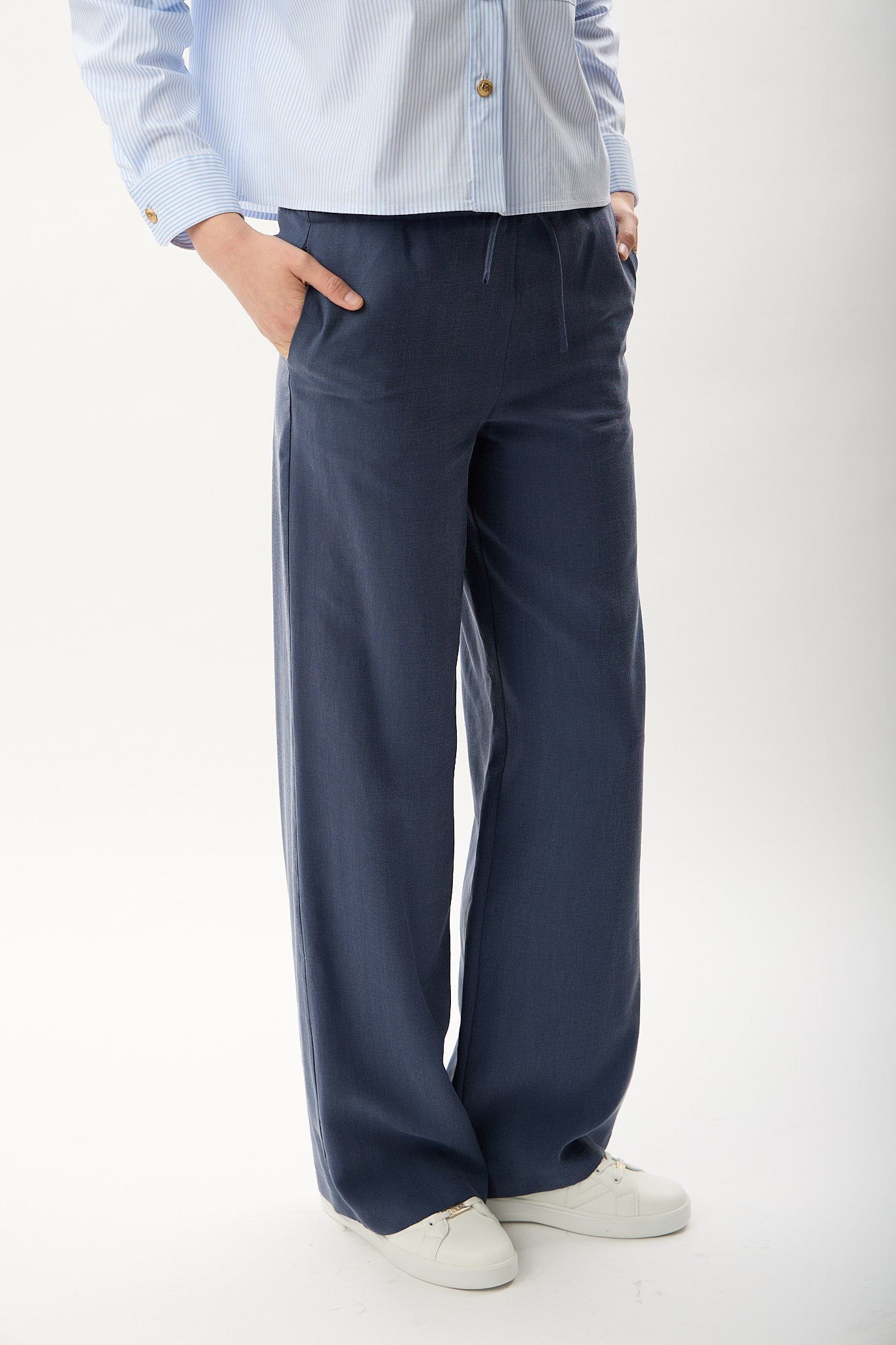 Diagonal-Bağcıklı Rahat Kesim Pantolon-,-6-Milagron.com