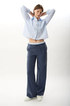 Diagonal-Bağcıklı Rahat Kesim Pantolon-Pantolon-1-Milagron.com