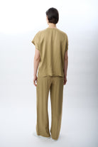 Diagonal-Bağcıklı Rahat Kesim Saten Pantolon-,-12-Milagron.com