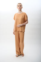 Diagonal-Bağcıklı Rahat Kesim Saten Pantolon-,-4-Milagron.com