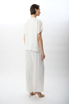 Diagonal-Bağcıklı Rahat Kesim Saten Pantolon-Pantolon-3-Milagron.com