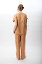 Diagonal-Bağcıklı Rahat Kesim Saten Pantolon-Pantolon-3-Milagron.com