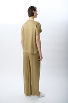 Diagonal-Bağcıklı Rahat Kesim Saten Pantolon-Pantolon-3-Milagron.com