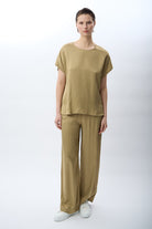 Diagonal-Bağcıklı Rahat Kesim Saten Pantolon-Pantolon-7-Milagron.com