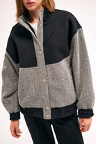 Diagonal-Balıksırtı Desenli Mont (Siyah)-CEKET-3-Milagron.com