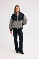 Diagonal-Balıksırtı Desenli Mont (Siyah)-CEKET-5-Milagron.com