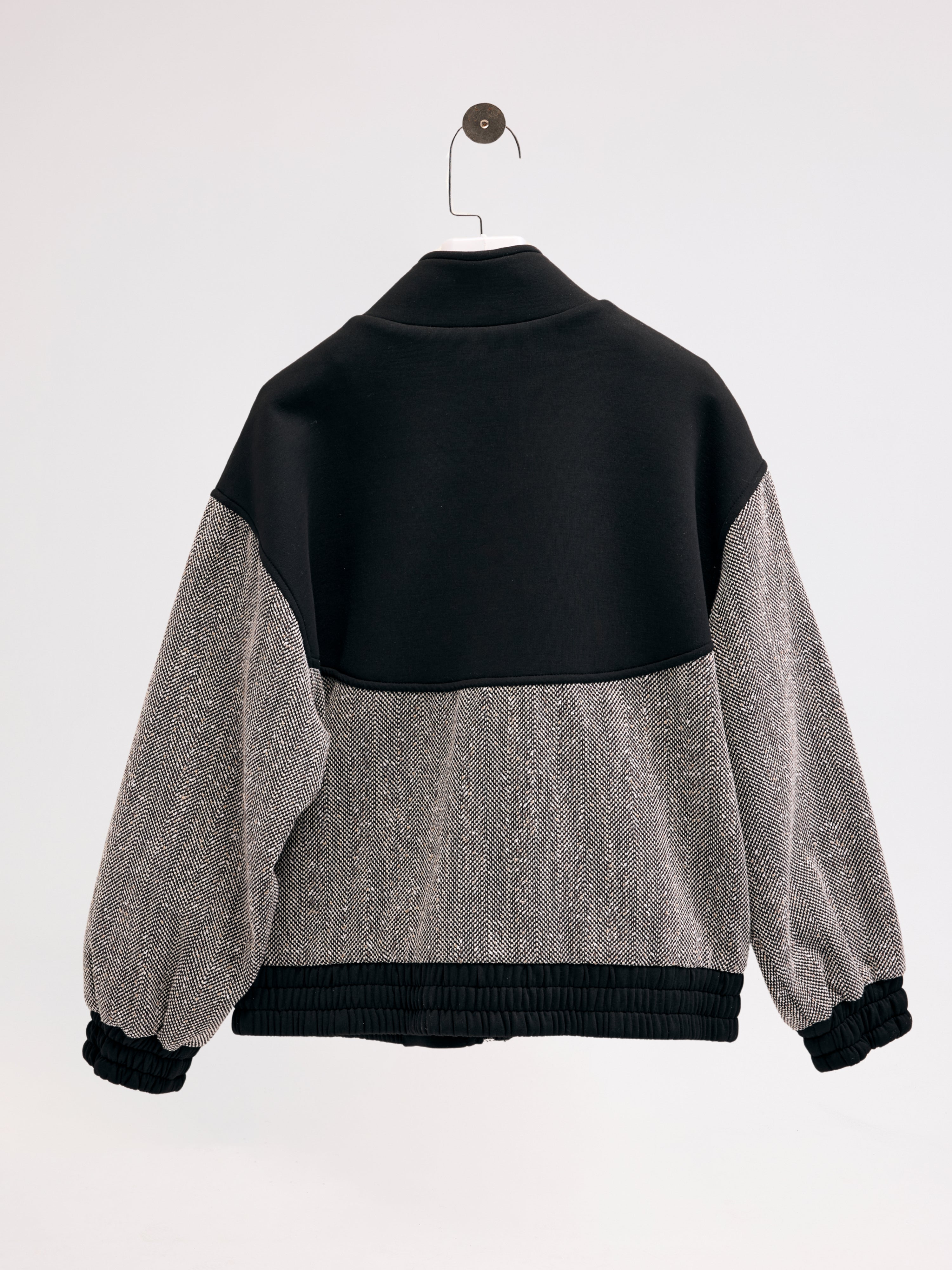 Diagonal-Balıksırtı Desenli Mont (Siyah)-CEKET-7-Milagron.com