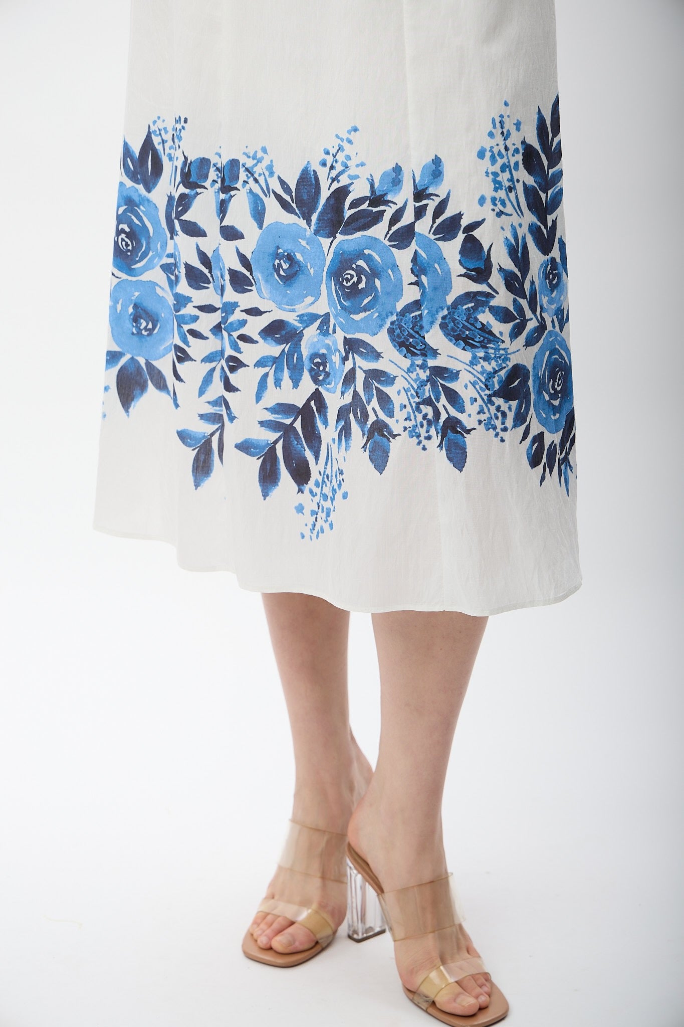 Diagonal-Balon Kollu Desenli Maksi Elbise-,-1-Milagron.com