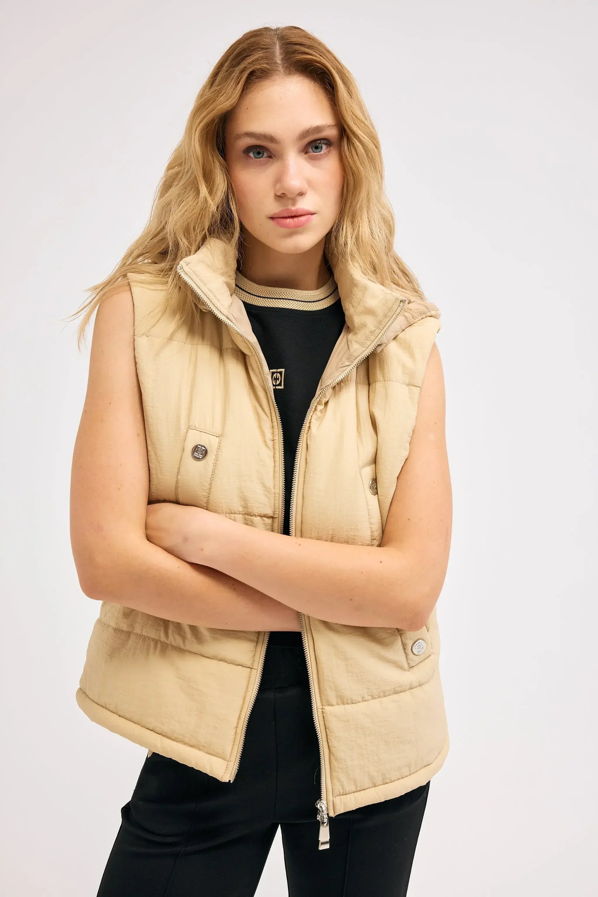 Diagonal-Bej Şişme Yelek-Yelek-7-Milagron.com