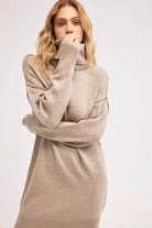 Diagonal-Bej Triko Elbise-Elbise-2-Milagron.com