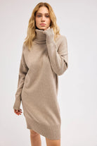 Diagonal-Bej Triko Elbise-Elbise-5-Milagron.com