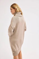 Diagonal-Bej Triko Elbise-Elbise-6-Milagron.com