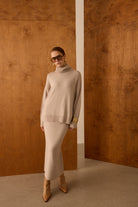 Diagonal-Bej Triko Etek-Etek-3-Milagron.com