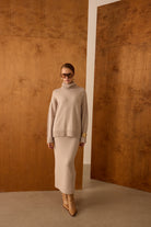 Diagonal-Bej Triko Etek-Etek-6-Milagron.com