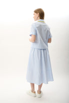 Diagonal-Beli Lastikli Düğmeli Etek-Etek-3-Milagron.com