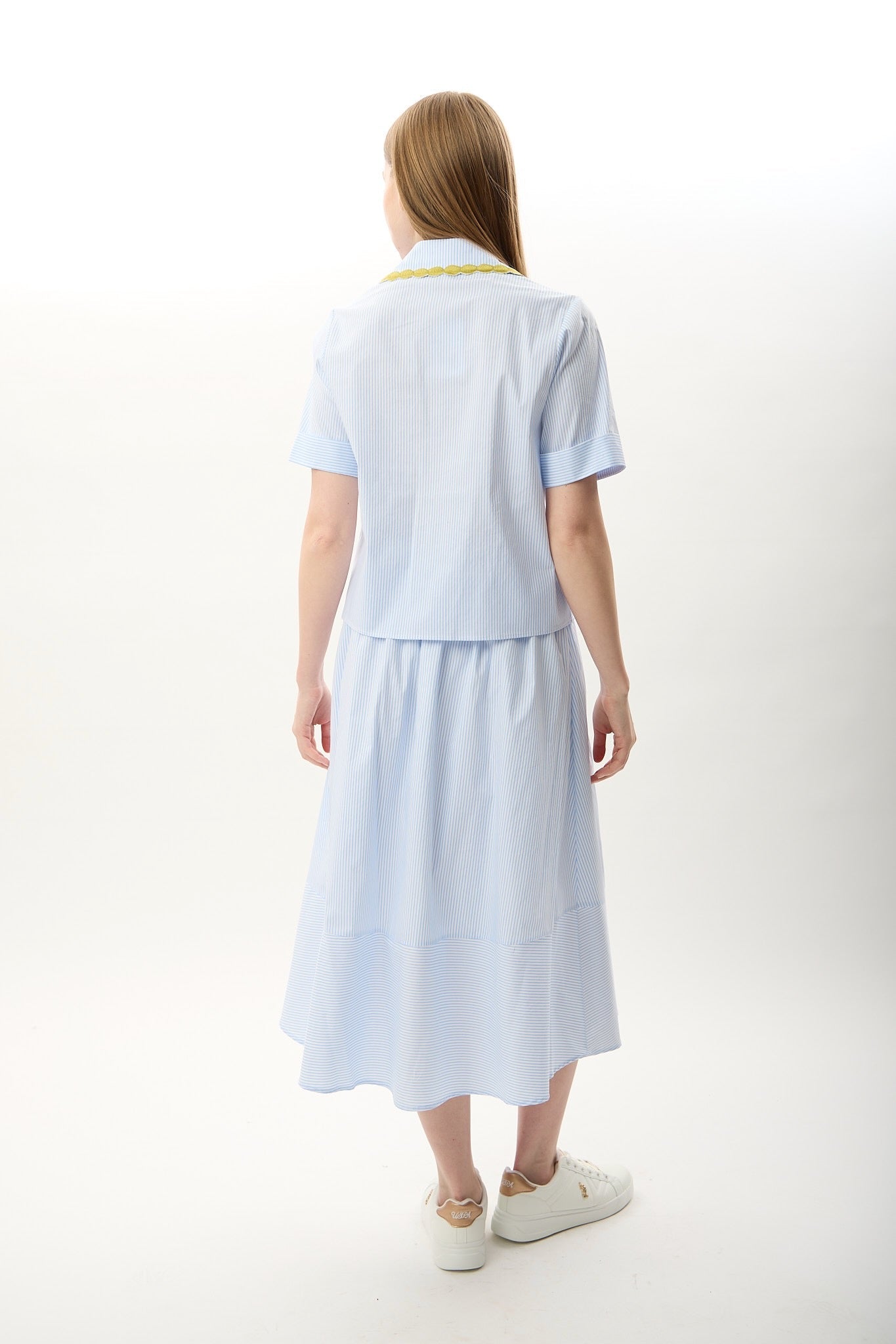 Diagonal-Beli Lastikli Düğmeli Etek-Etek-6-Milagron.com