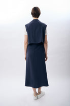 Diagonal-Bisiklet Yaka Kısa Kollu Elbise-Elbise-10-Milagron.com