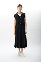 Diagonal-Bisiklet Yaka Kısa Kollu Elbise-Elbise-11-Milagron.com