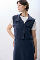 Diagonal-Bisiklet Yaka Kısa Kollu Elbise-Elbise-8-Milagron.com