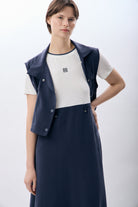 Diagonal-Bisiklet Yaka Kısa Kollu Elbise-Elbise-9-Milagron.com