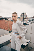 Diagonal-Bisiklet Yaka Kolsuz Crop Bluz-Bluz-5-Milagron.com