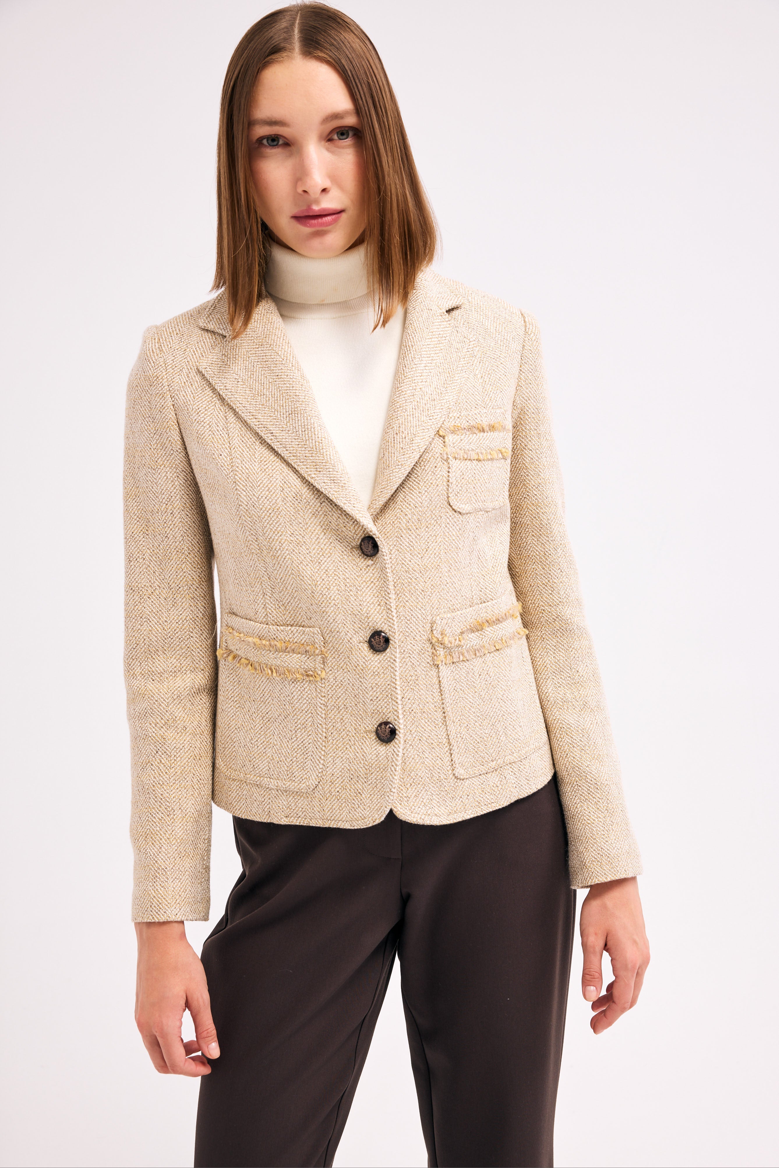 Diagonal-Blazer Bej Ceket-Ceket-1-Milagron.com