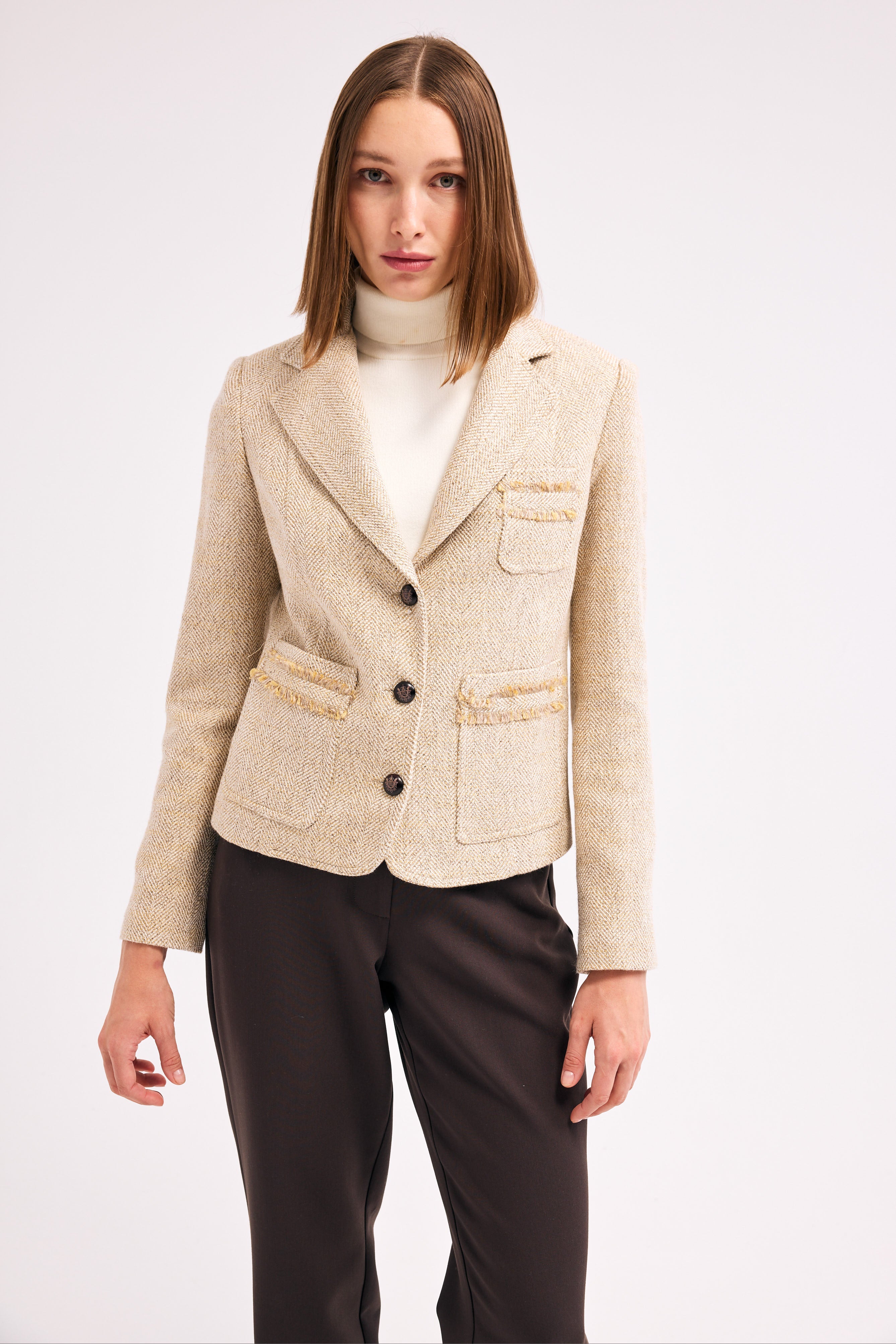 Diagonal-Blazer Bej Ceket-Ceket-4-Milagron.com