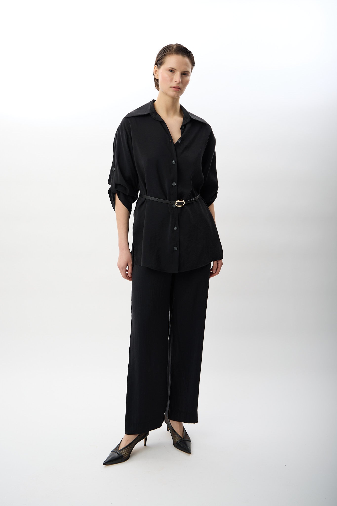 Diagonal-Bol Kesim Pantolon (Siyah)-TAKIM-1-Milagron.com