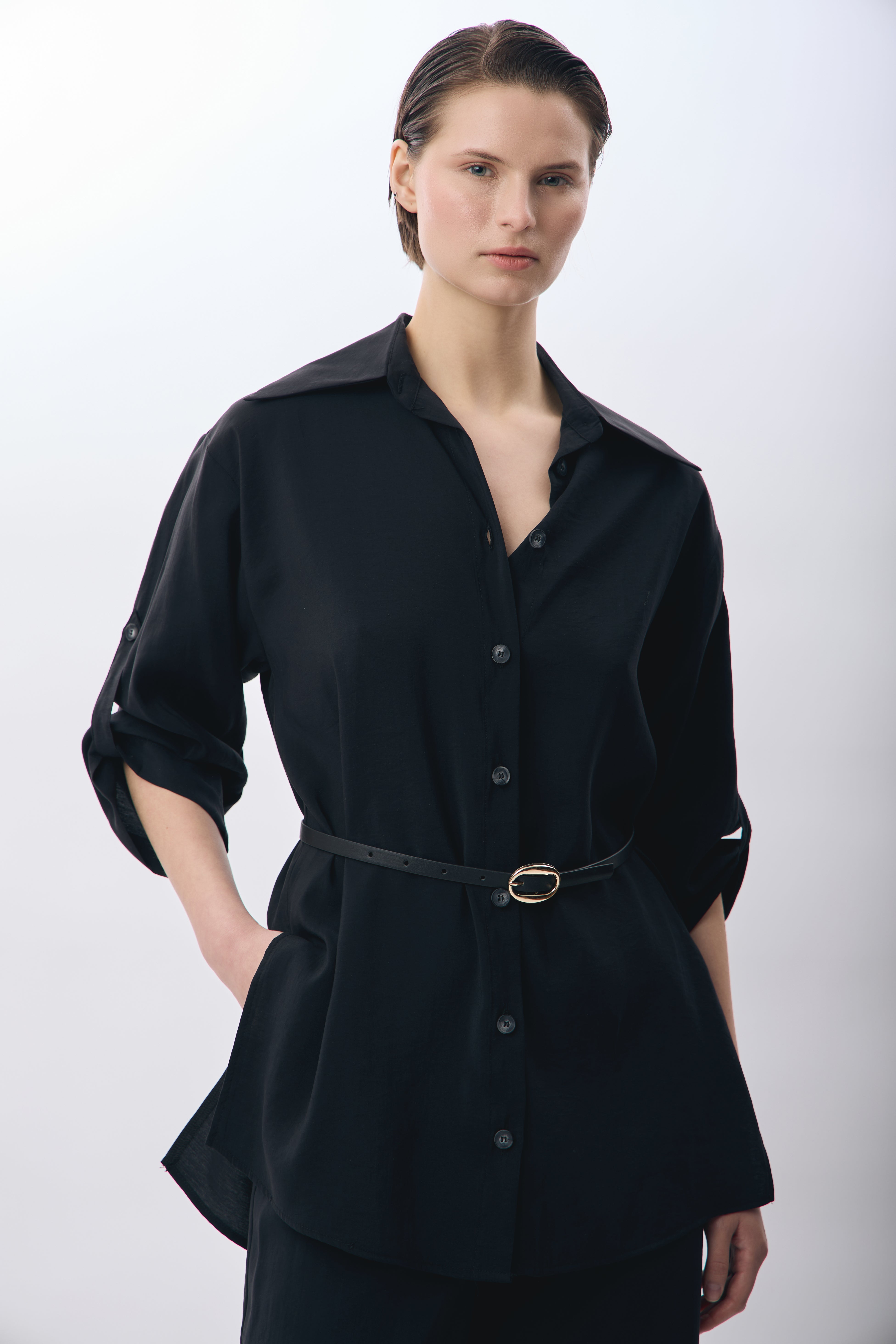 Diagonal-Bol Kesim Pantolon (Siyah)-TAKIM-2-Milagron.com