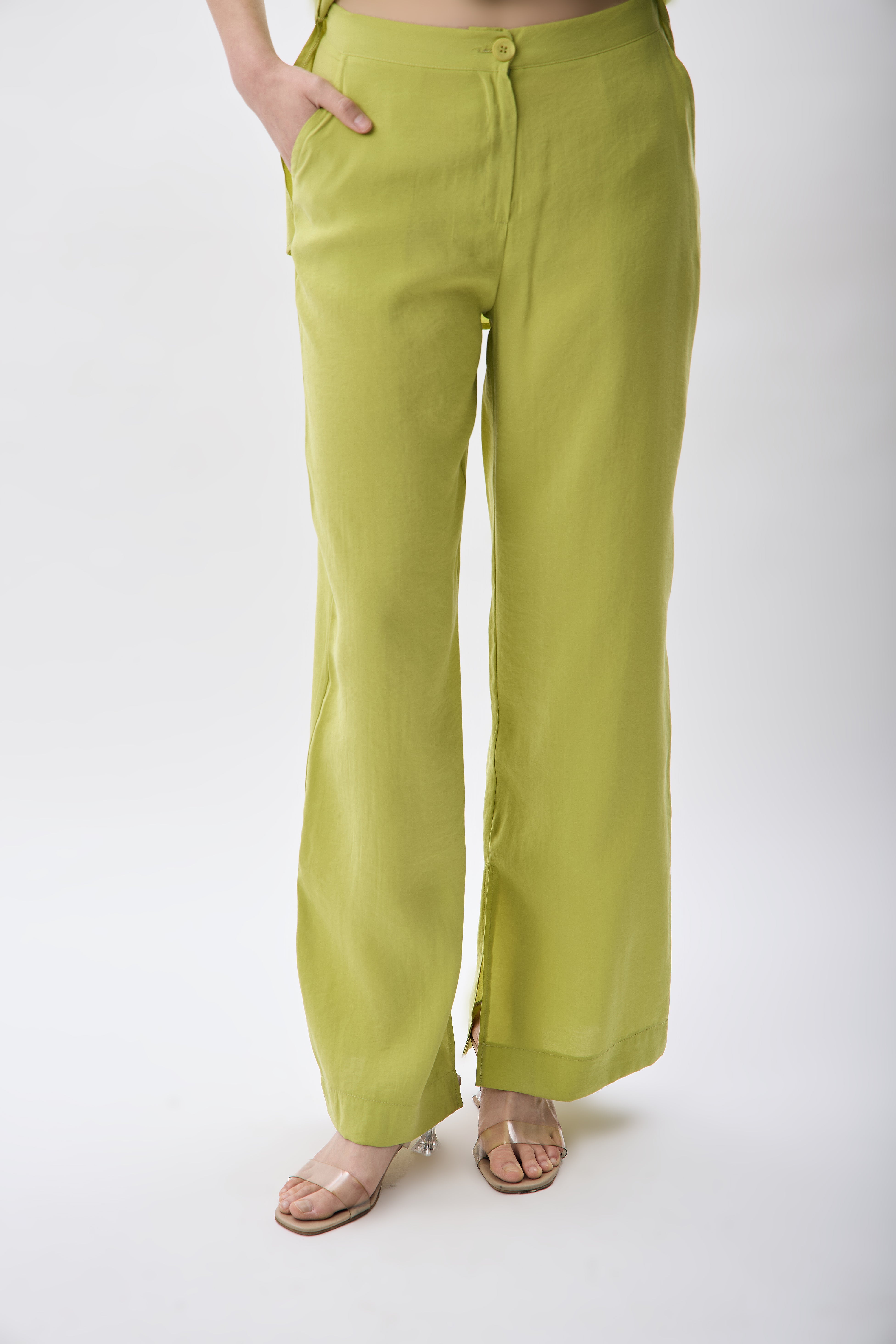 Diagonal-Bol Kesim Pantolon (Yeşil)-TAKIM-4-Milagron.com