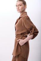 Diagonal-Bol Kesim Pantolon (Kahverengi)-PANTOLON-5-Milagron.com