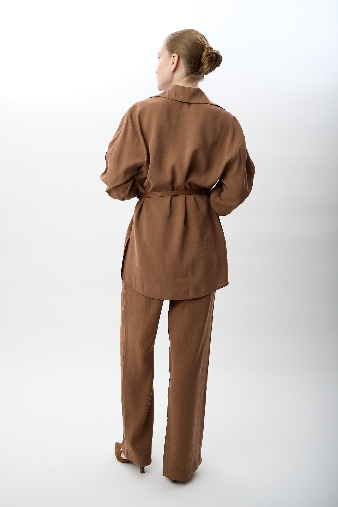 Diagonal-Bol Kesim Pantolon (Kahverengi)-PANTOLON-6-Milagron.com