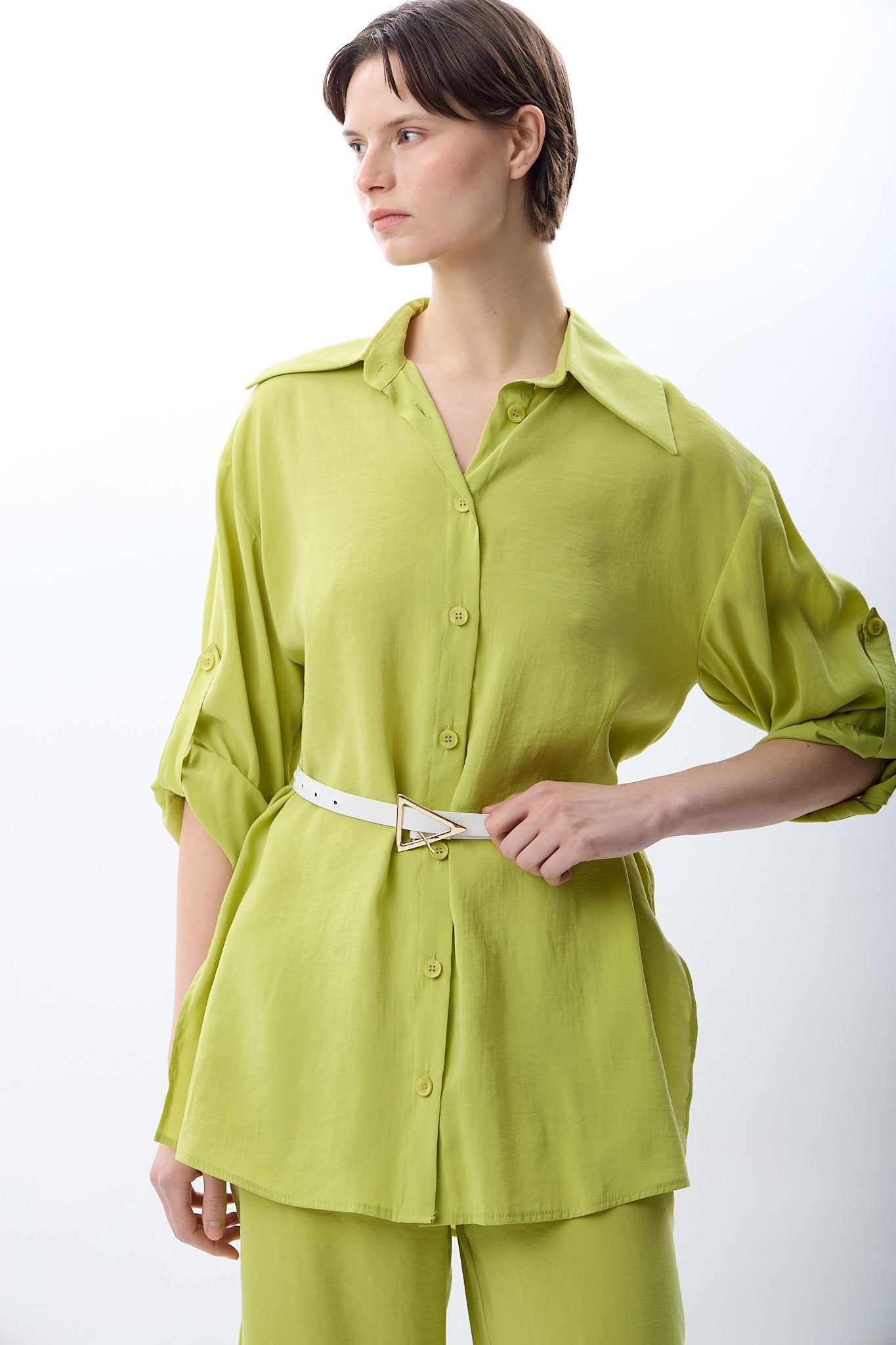 Diagonal-Bol Kesim Pantolon (Yeşil)-TAKIM-7-Milagron.com