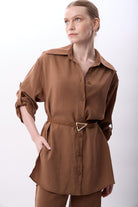 Diagonal-Bol Kesim Pantolon (Kahverengi)-PANTOLON-8-Milagron.com