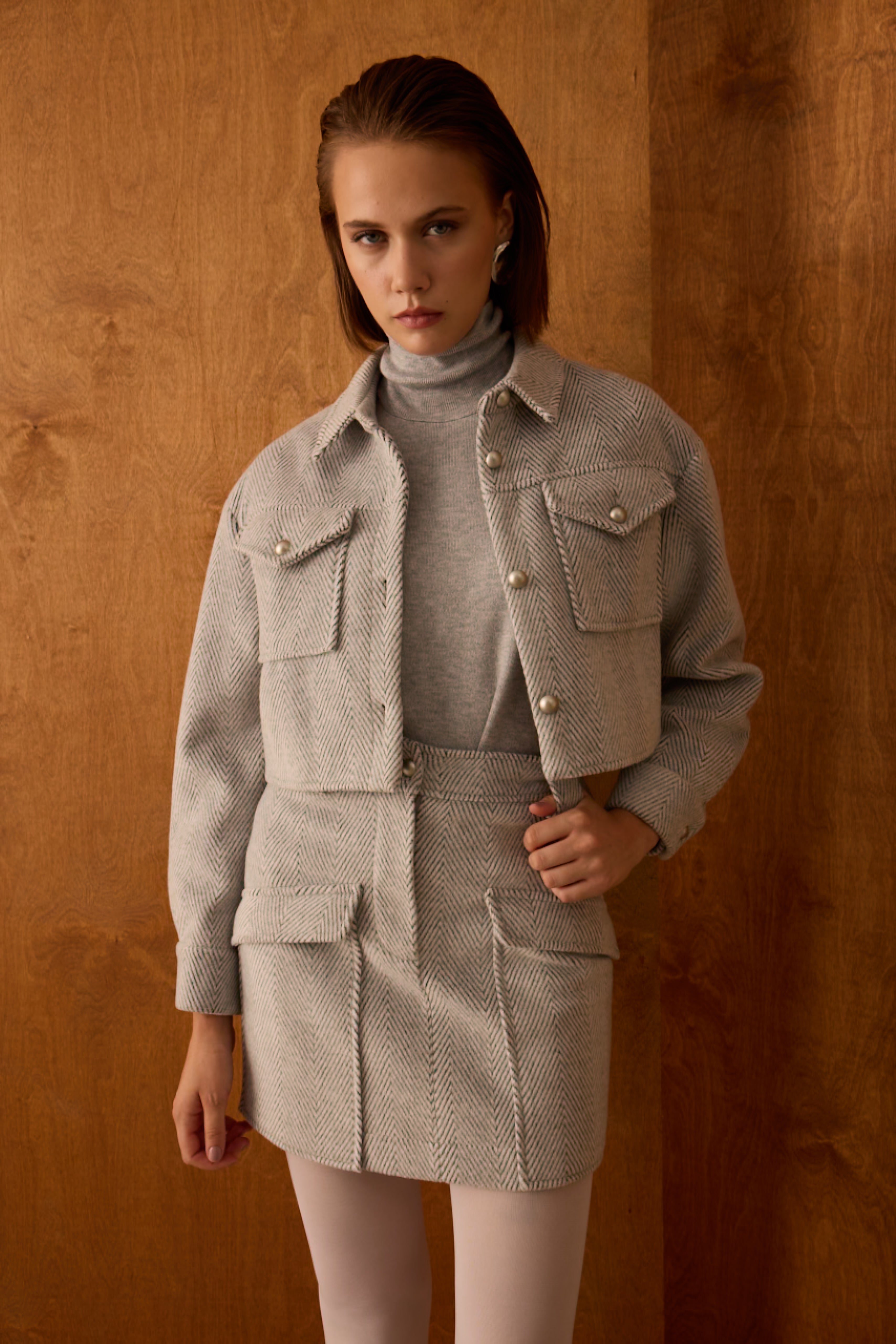 Diagonal-Bomber Gri Ceket-Ceket-10-Milagron.com