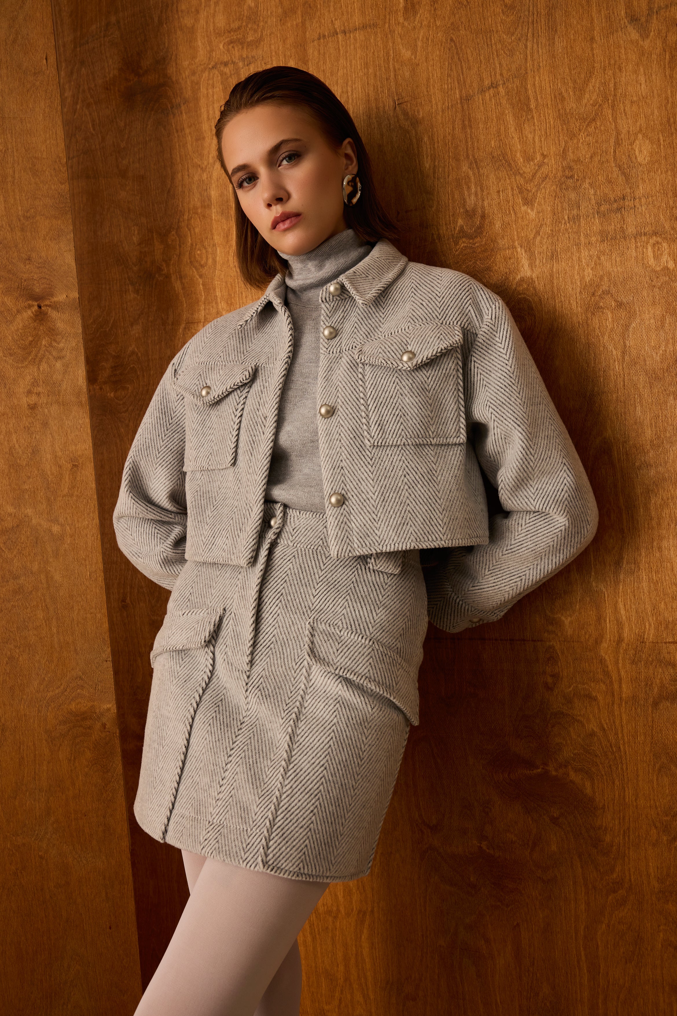 Diagonal-Bomber Gri Ceket-Ceket-2-Milagron.com