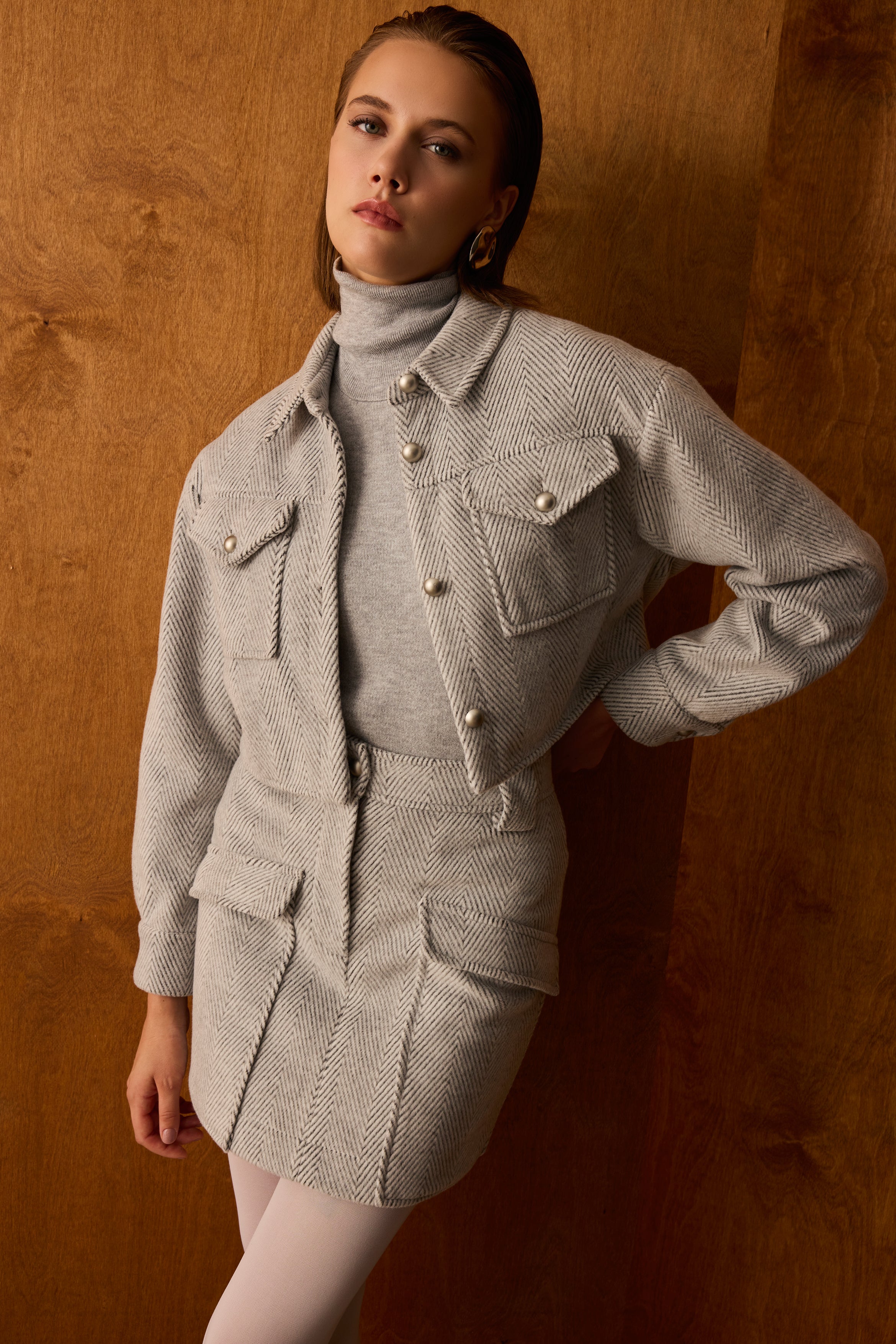 Diagonal-Bomber Gri Ceket-Ceket-3-Milagron.com